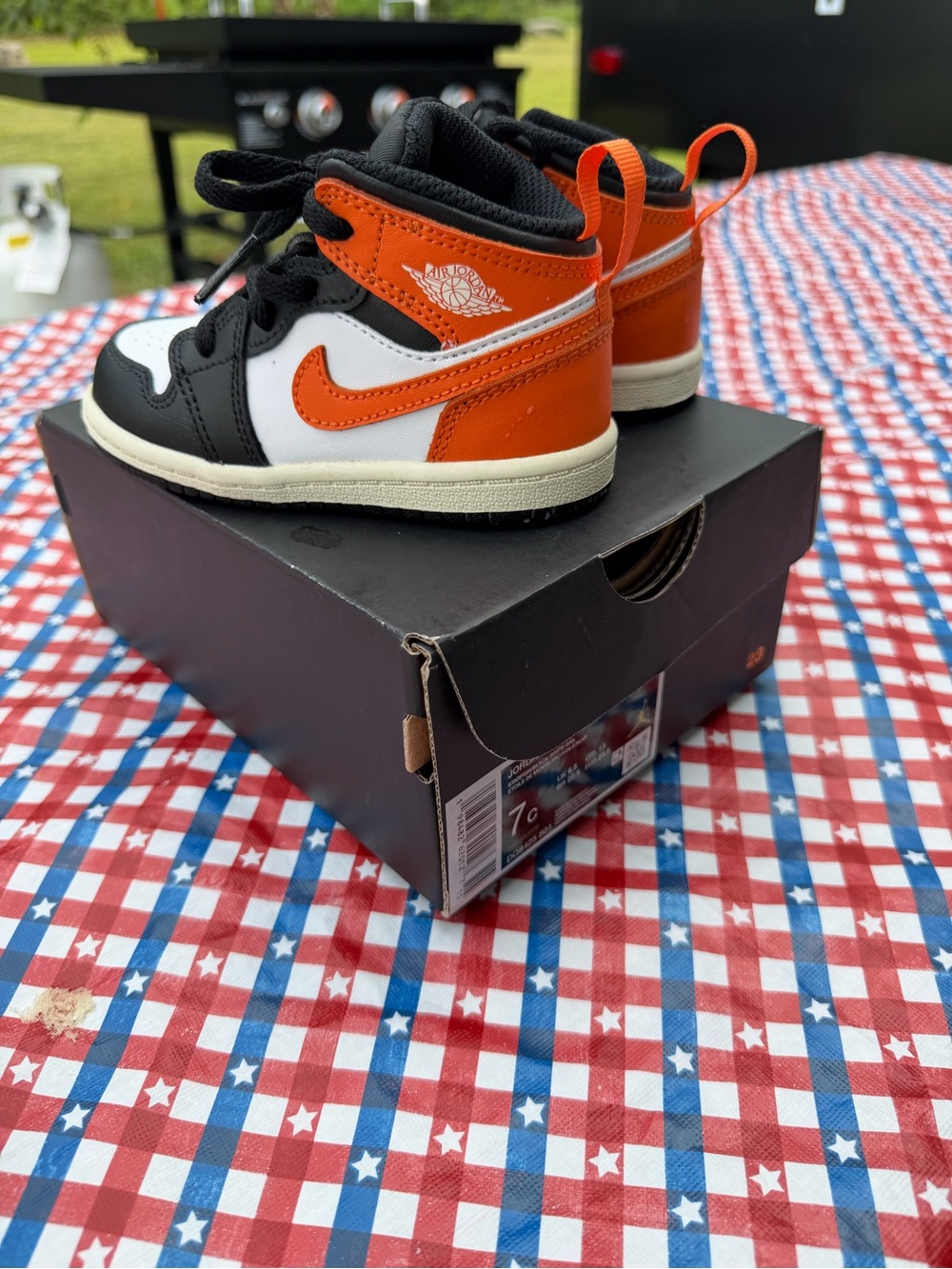 Nike Kids High-Top Sneakers in Orange, Black & White